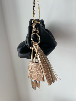 Power Up Leather Tassel Lightning to USB-A Keychain - Rose Gold