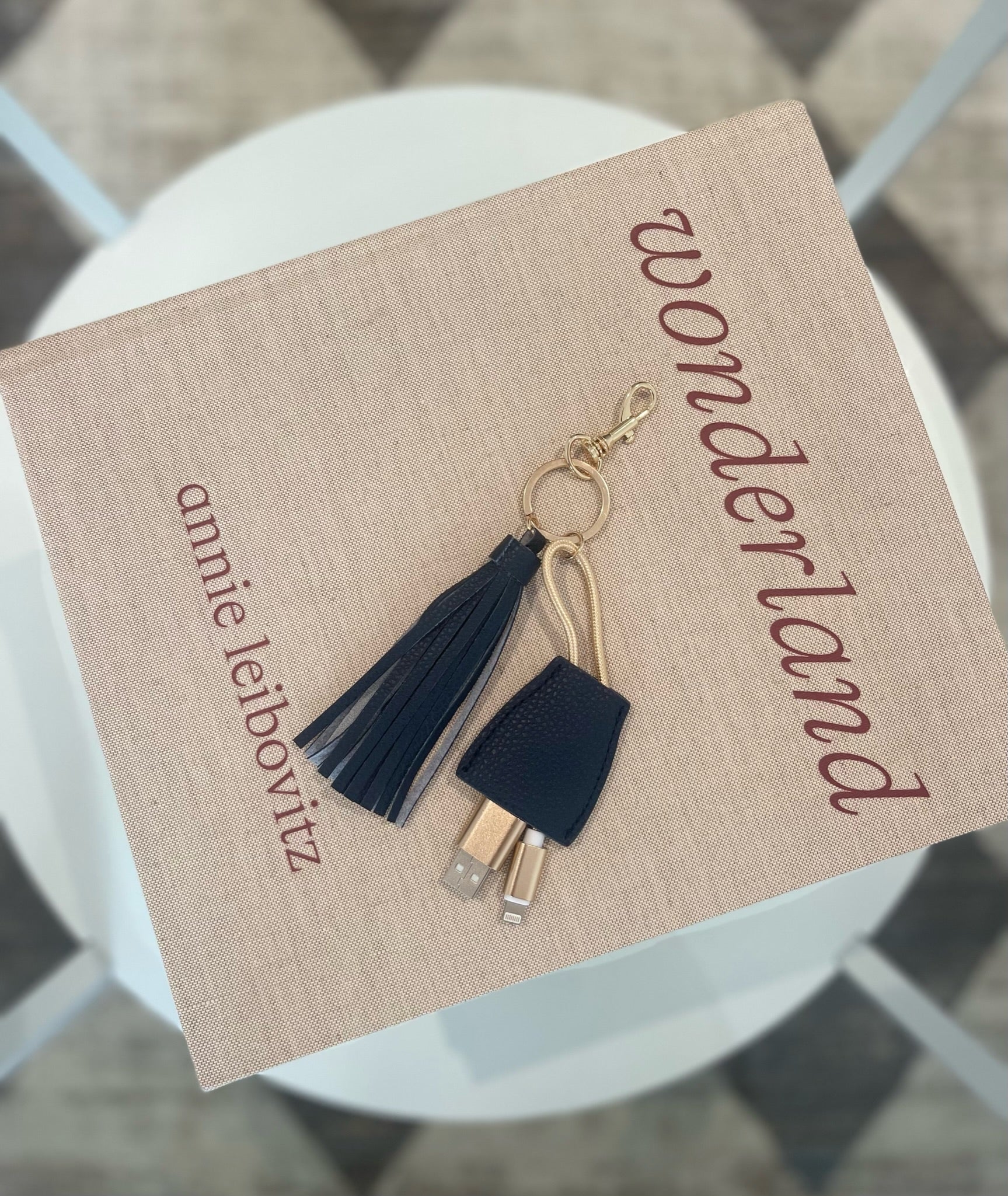 Power Up Leather Tassel Lightning to USB-A Keychain with Tassel