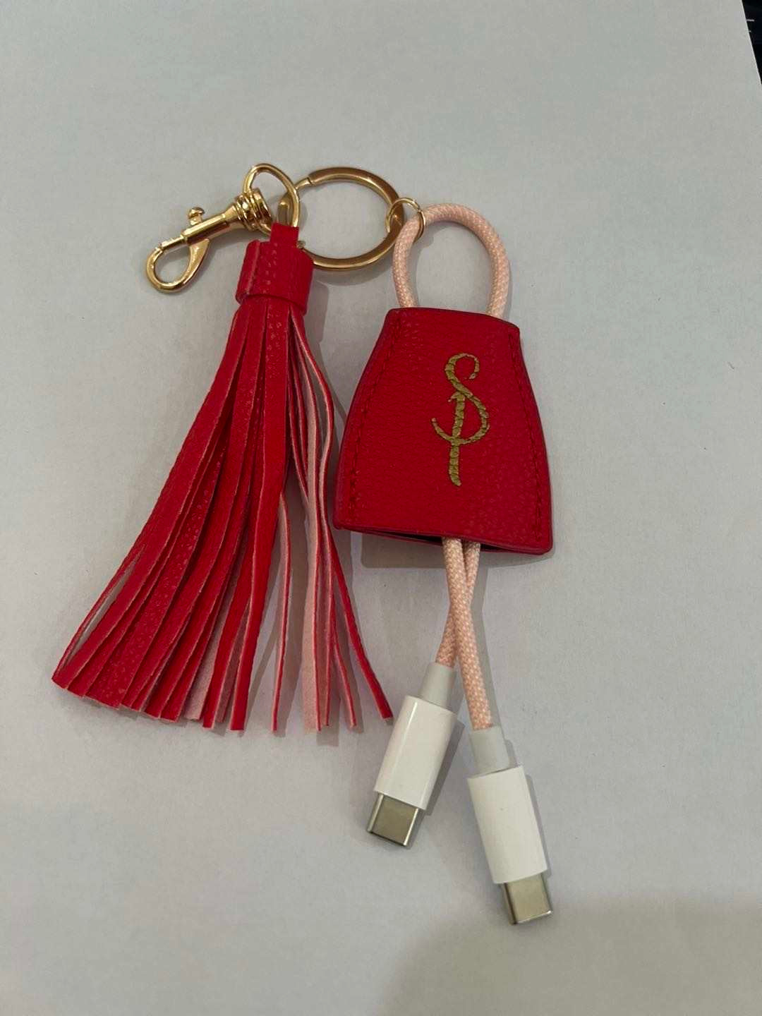 Power Up Leather Tassel Keychain