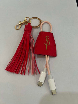 Power Up Leather Tassel Keychain - Rose Gold