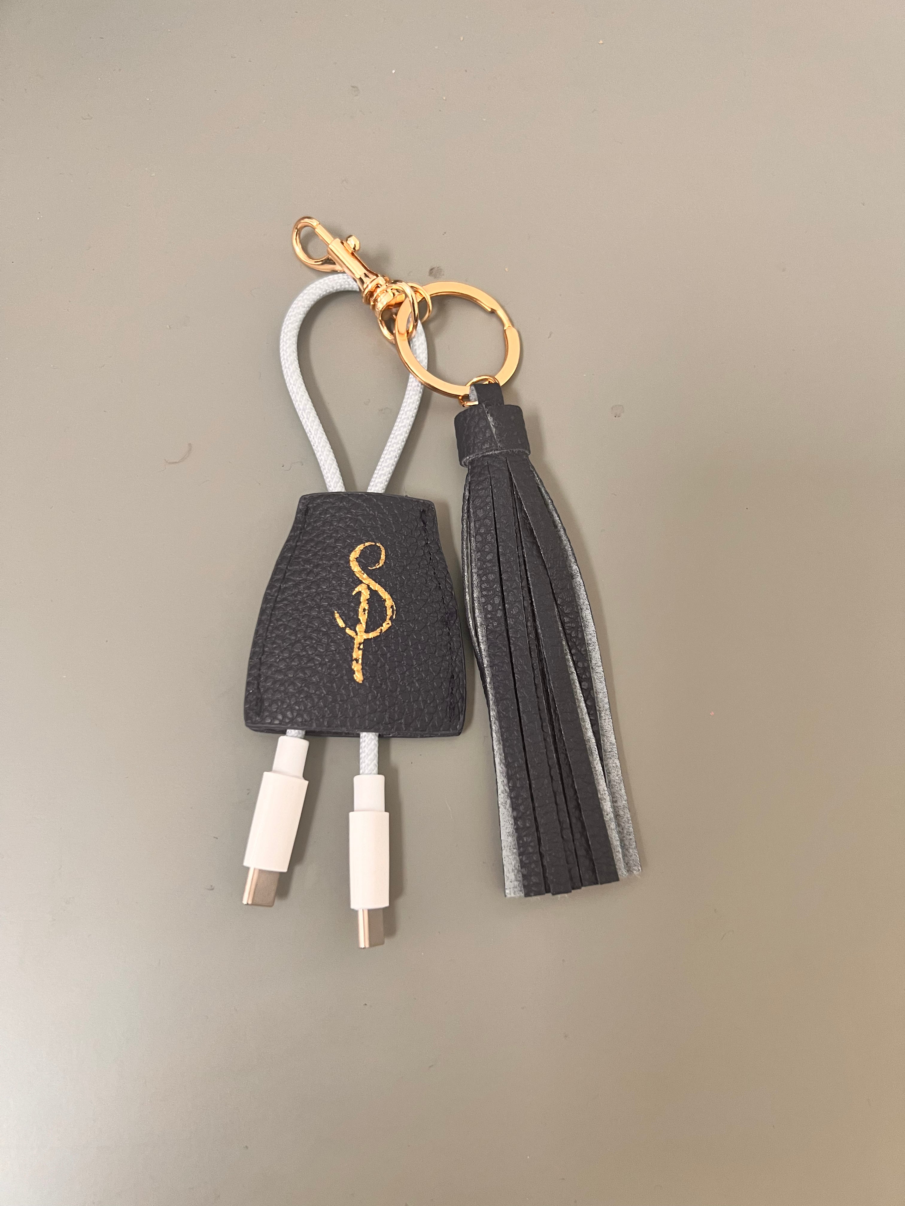 Power Up Leather Tassel Keychain