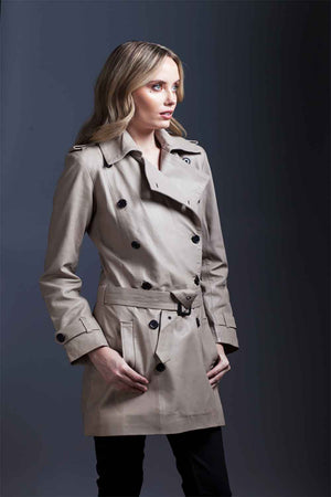 Taupe Lambskin Leather Trench Coat